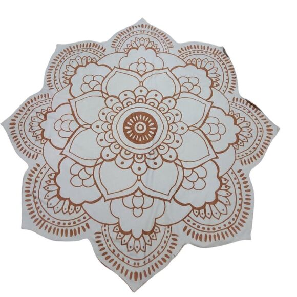 𝅺VIX Paula Hermanny  lotus flower beach towel blue and brown - Picture 1 of 3